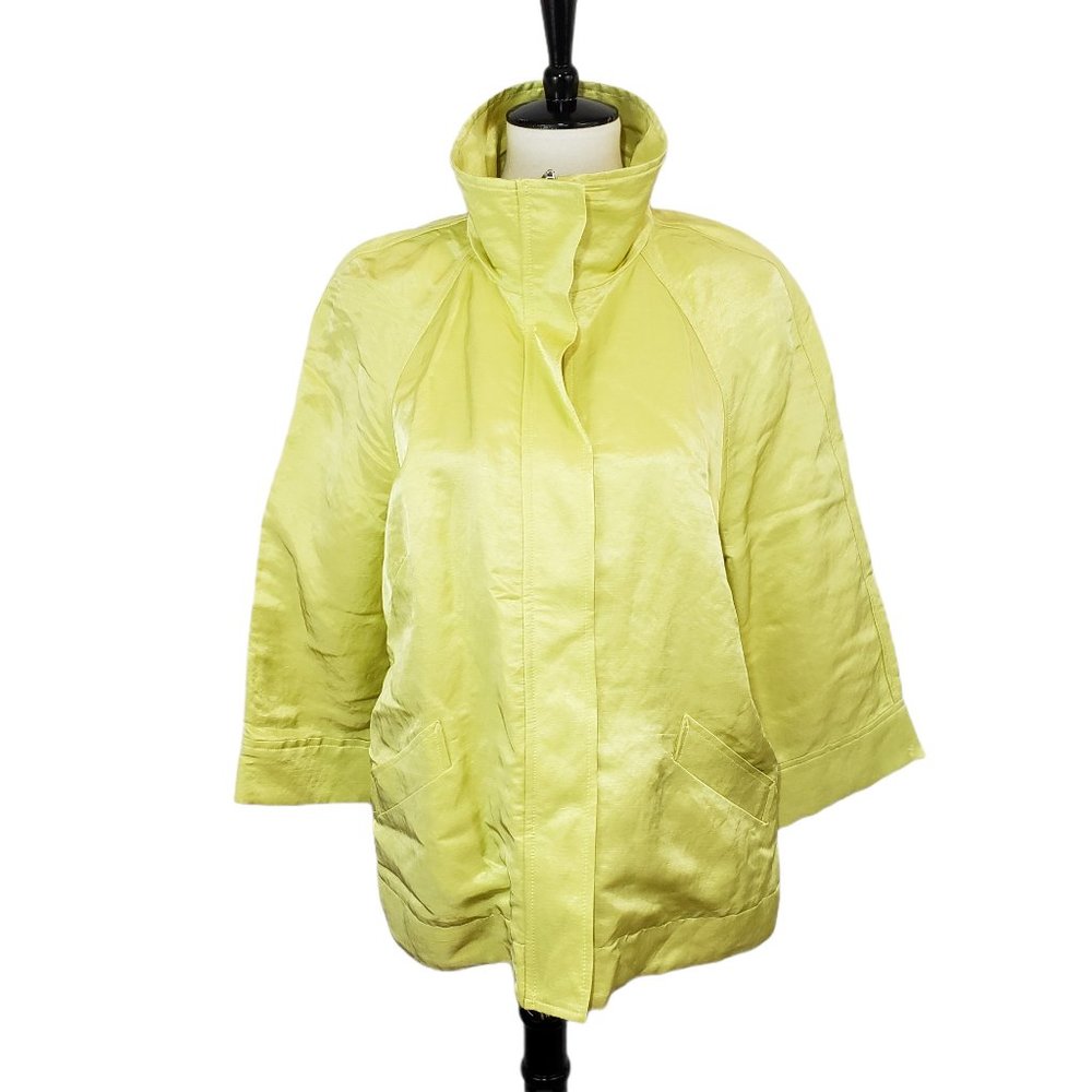 ♦️5/$20 Charter Club Pale Yellow Linen Blend Zip-Up Jacket - Picture 2 of 7